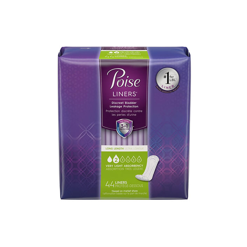 Poise Long Length Very Light Daily Liners 44 Liners, Feminine Care