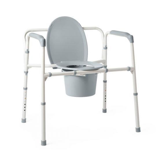Medline Extra-Wide 24"" Steel Bariatric Commode with  650 lb. Capacity, Elongated