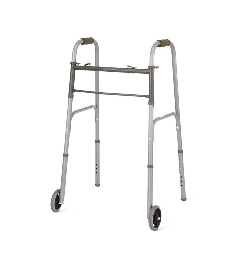 2-Button Basic Folding Walker with 5" Wheels