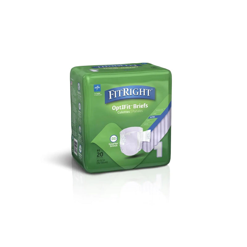 FitRight OptiFit Ultra Incontinence Briefs with Center Tab Adult Diapers, Heavy Absorbency