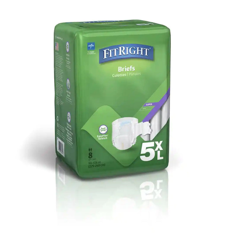 FitRight Baribrief Incontinence Briefs Adult Diapers with Tabs, Overnight Absorbency