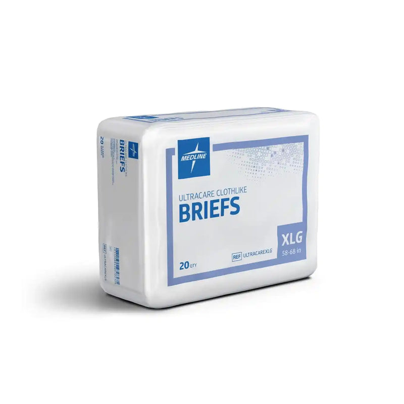 Medline Ultracare Cloth-Like Adult Incontinence Briefs with Tabs, Heavy Absorbency