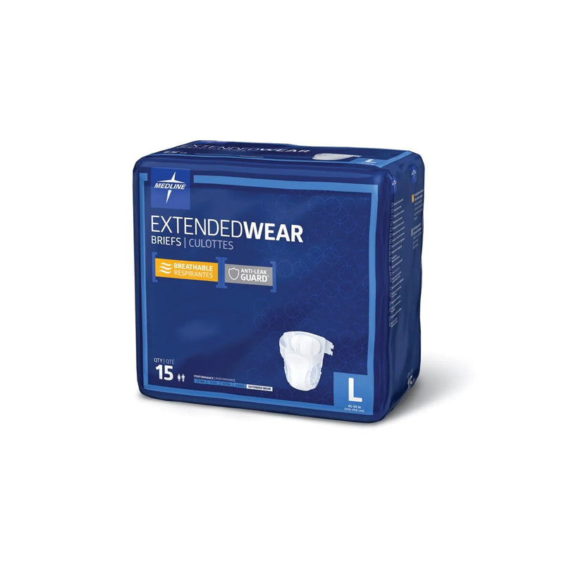 Medline Extended Wear Briefs with Tabs, Overnight Absorbency