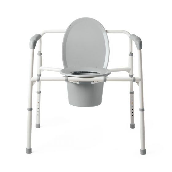 Medline Extra-Wide 24"" Steel Bariatric Commode with  650 lb. Capacity, Elongated